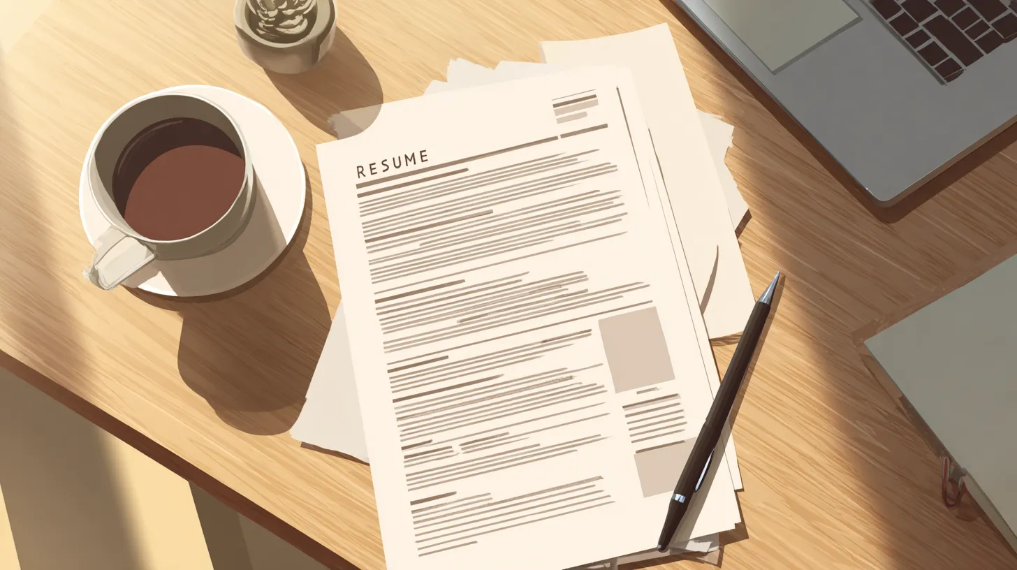 A tidy desk with a laptop and a modern résumé ready for review