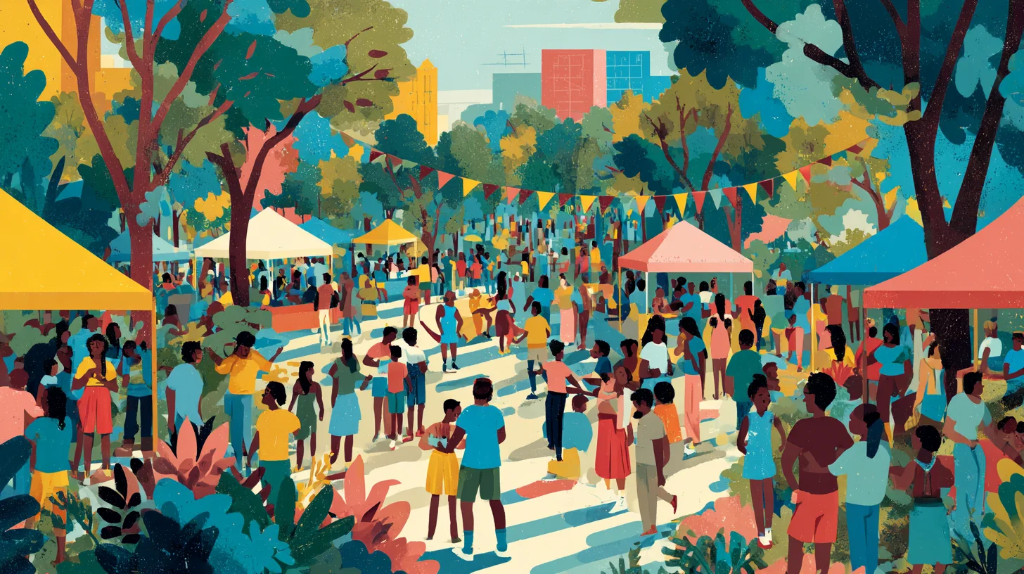 Illustration of New York City with healthcare symbols like a stethoscope and medical cross